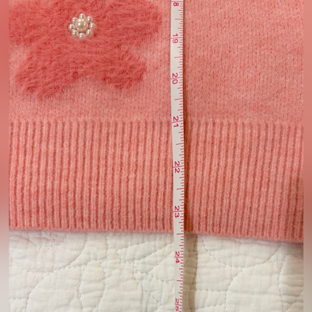 NWT SZ L Nanette Lepore Pink Crewneck Embellished Sweater - Picture 6 of 7